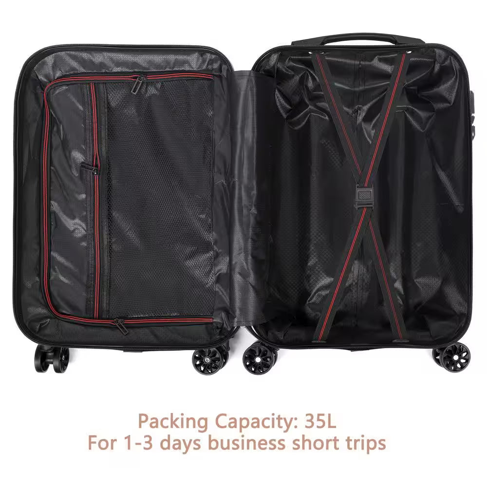 Carry on Luggage, 20" Hardside Suitcase ABS Spinner Luggage with Lock - Shell in Silver