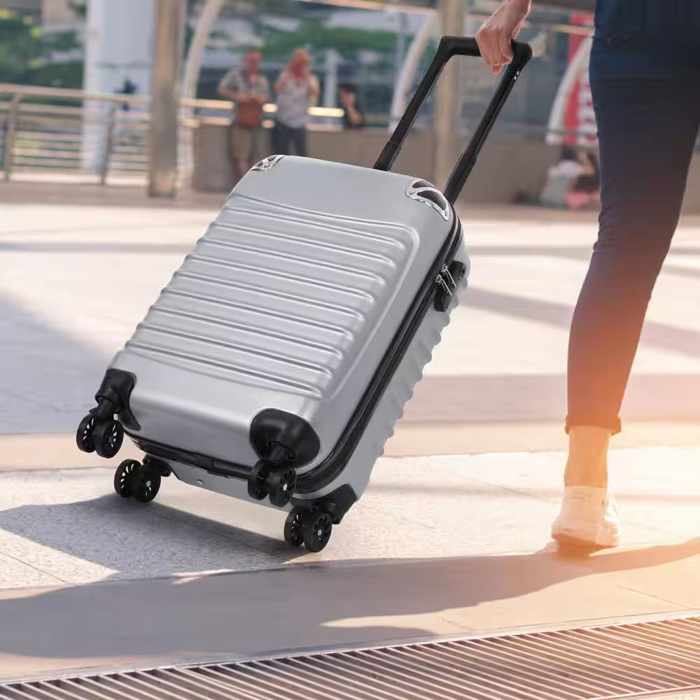 Carry on Luggage, 20" Hardside Suitcase ABS Spinner Luggage with Lock - Shell in Silver