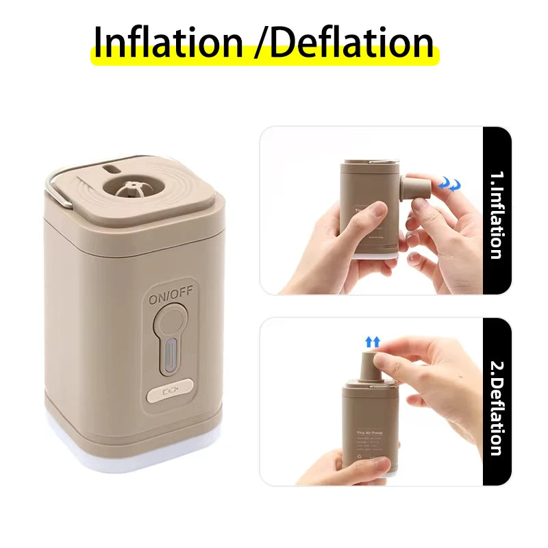 Camping Portable Electric Air Pump Wireless Air Compressor Inflator Deflator Pumps Air Cushions Beds Boat Swimming Ring